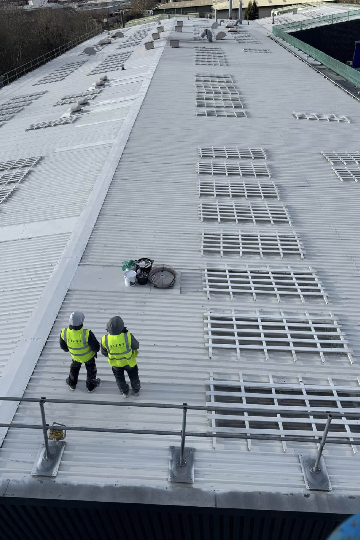 Workers finished on roof